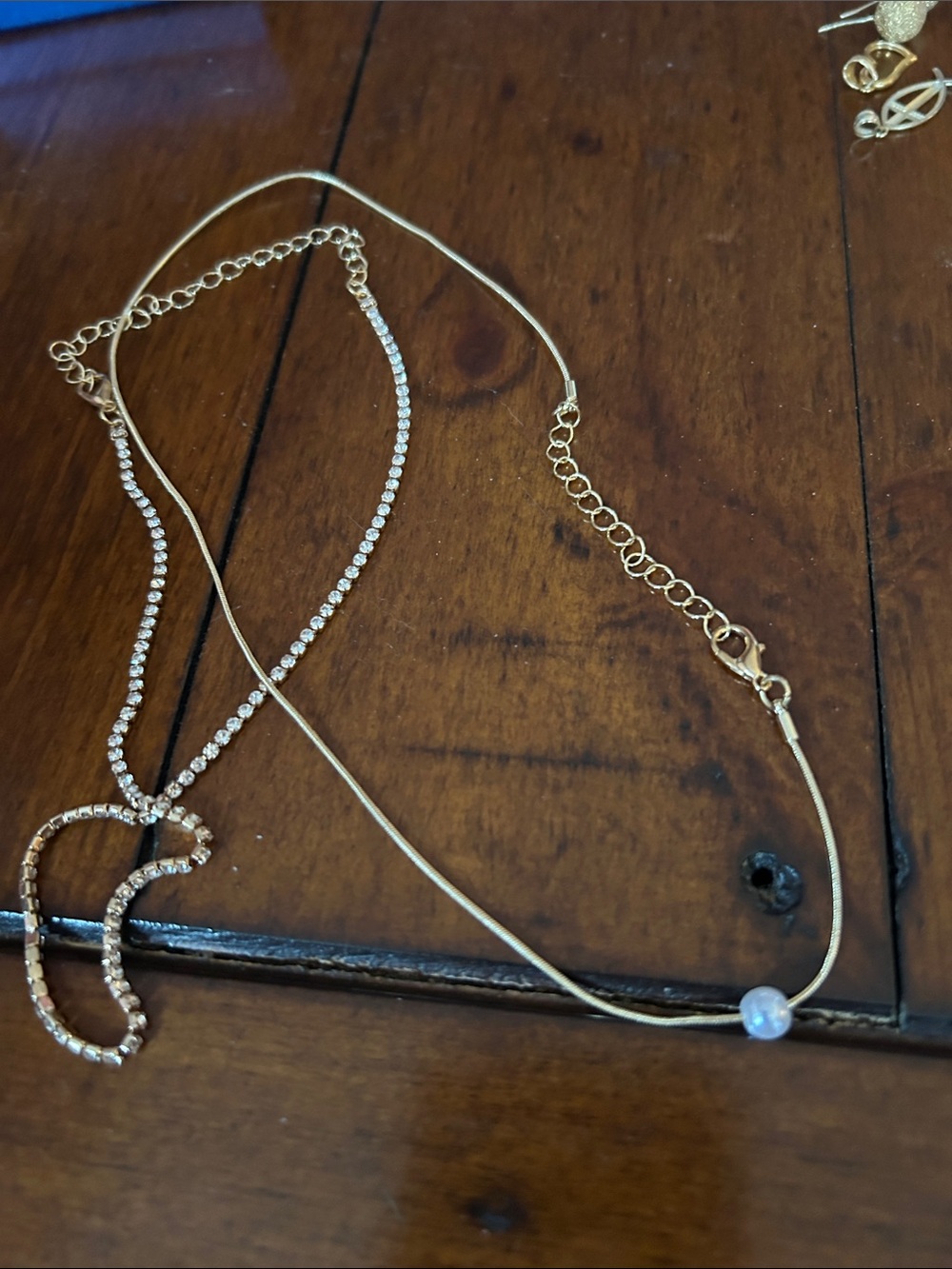 Elegant Gold Tennis Necklace pearl Necklaces Fashion earrings, - Picture 11 of 16